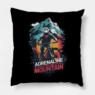 Adrenaline on the Mountain: Exclusive Mountain Biking Artwork Pillow