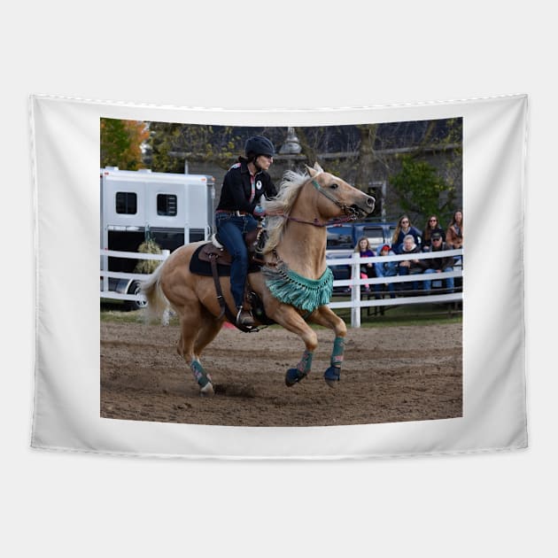 Barrel racing Tapestry by theartsyeq