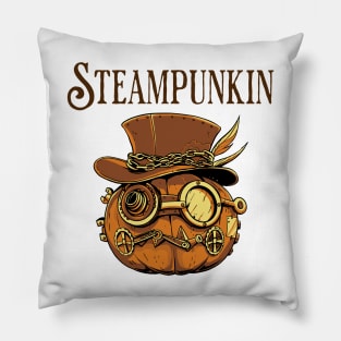 Funny Steampunkin (Steampunk and Pumpkin) design Pillow