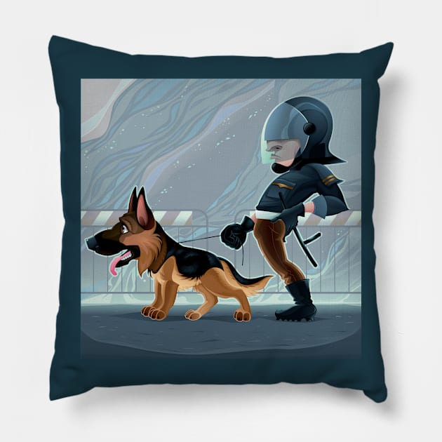 Officer and Pet Pillow by ddraw