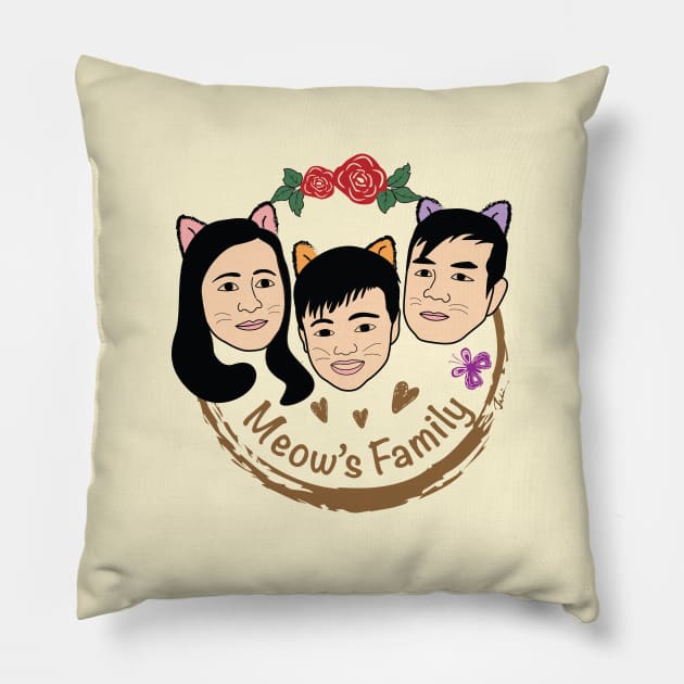 Cats Meow Family color Pillow by juliewu