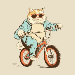 Fat Cat Riding a Bike T-Shirt