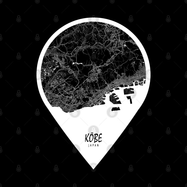 Kobe, Kansai, Japan City Map - Travel Pin by deMAP Studio