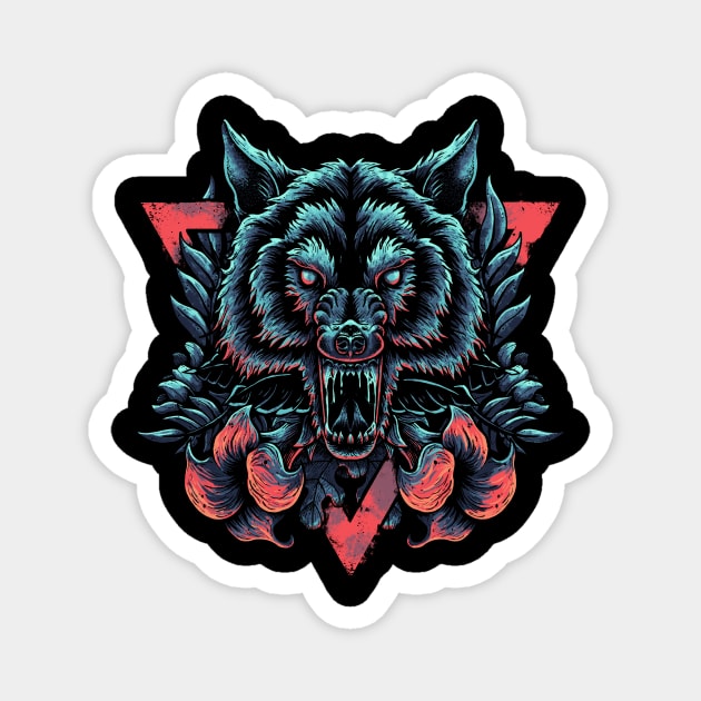 Lone Wolf Illustration Magnet by stashygraphics