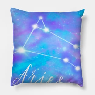 Aries zodiac sign. Aries constellation on galaxy sky Pillow