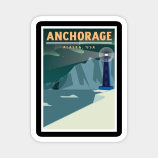 Anchorage, Alaska, USA Ship and Lighthouse Magnet