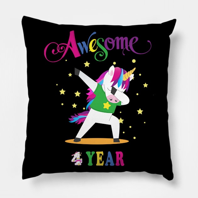 4th Birthday Unicorn Pillow by NI78