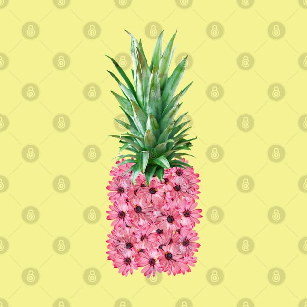 Pink Gazania Daisies Pineapple by ArtMorfic