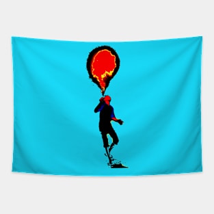 A person and a fire ballon Tapestry