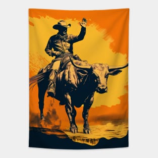 Cowboy & bull III Tapestry