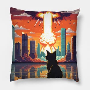 Pixel Art - City Cats (War) Pillow
