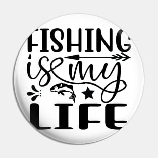 Wishing I Was Fishing - Less Talk More Fishing - Gift For Fishing Lovers, Fisherman - Black And White Simple Font Pin