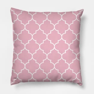 Pink Latticework, Quatrefoil, Moroccan Trellis Pillow