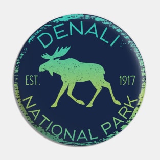 Denali National Park Alaska Mt McKinley Moose Tree Silhouette Souvenir Pin