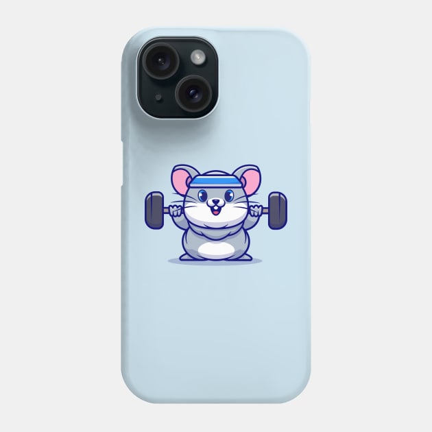 Cute Mouse Lifting Barbell Cartoon Phone Case by Catalyst Labs