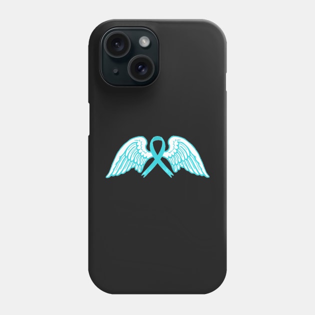 Light Blue Awareness Ribbon with Angel Wings 2 Phone Case by CaitlynConnor