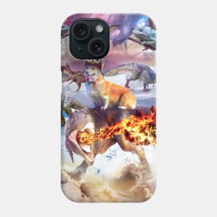 Trippy Galaxy Corgi Dog Riding Dinosaur Phone Case