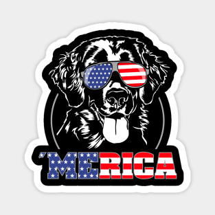 Flat Coated Retriever American Flag Merica patriotic dog Magnet