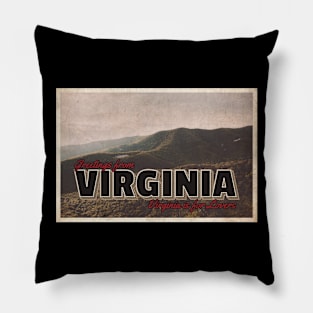 Greetings from Virginia - Vintage Travel Postcard Design Pillow