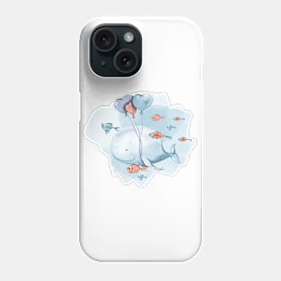 Cute watercolor birthday whale illustration Phone Case