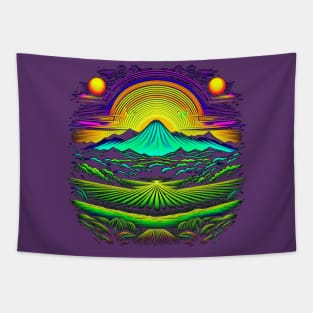 Suns, Mountain and Field on Alien Planet Tapestry