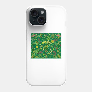 Leaves, twigs, blades of grass, rowan Phone Case