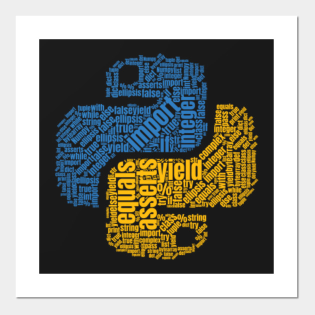 PYTHON Programming Wordcloud - Python Logo - Posters and Art Prints ...