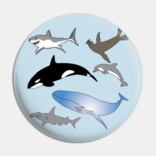 Marine Life Bliss, wildlife gifts, illustration, sea life Pin