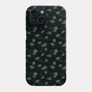 Black momiji - maple leaves seamless geometric pattern Phone Case