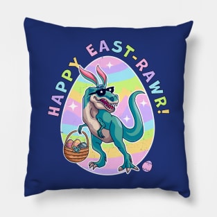 Happy East-Rawr Cute Dinosaur Bunny Ears Happy Easter Day Pillow