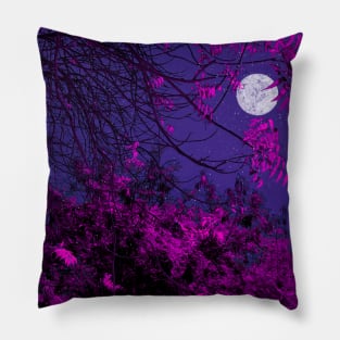 Moon Light and Pink Tree Pillow