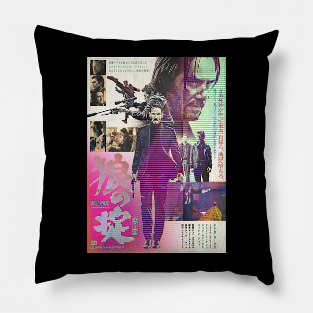 John Wick - Japanese Glitch Pillow by NeonCity