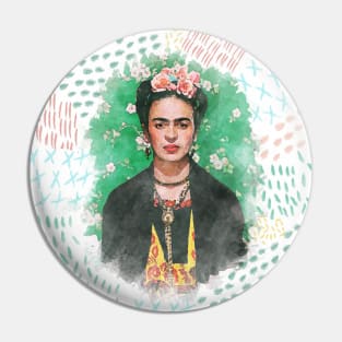 Frida Kahlo Watercolor Pin