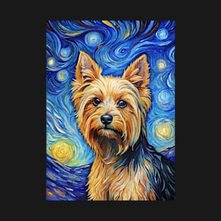 Yorkshire Terrier Dog Breed Painting in a Van Gogh Starry Night Art Style T-Shirt
