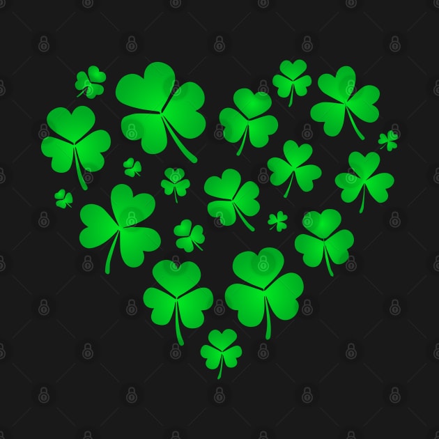 Lucky Heart Made of Shamrock Leaves Gift for Men and Women by BadDesignCo