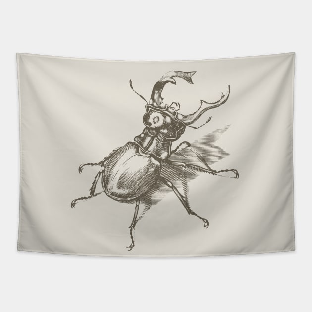 Dramabite Vintage stag beetle illustration Tapestry by dramabite