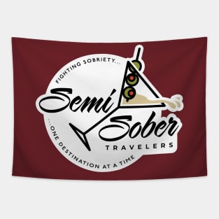 Original Semi-Sober Travelers Martini design with solid background Tapestry