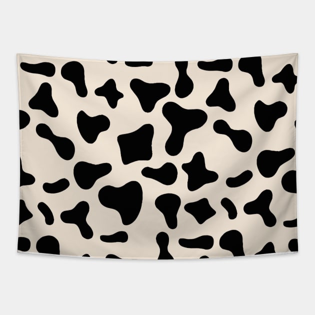 Black Dairy Cow Print Pattern on Milk Background Tapestry by Cow Print Stuff