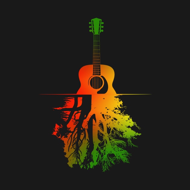 Rasta Reggae Jamaica Guitar Forest Reflections Men Women Kid by AimArtStudio