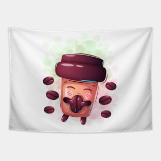 Happy Coffee Cup Design Tapestry