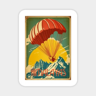 Himalayas Paragliding Vintage Travel Art Poster Magnet