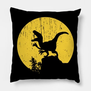 Funny Halloween Dinosaur Moon Silhouette Velociraptor Pillow