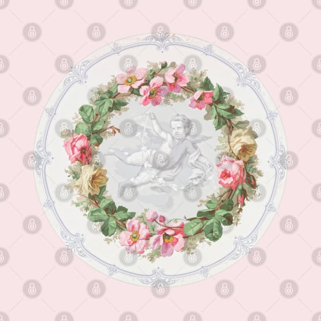 Wreath of flowers with a cherub by UndiscoveredWonders