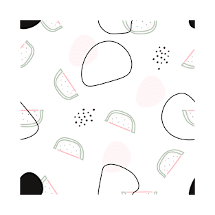 Abstract design and doodle watermelon slice with bones T-Shirt