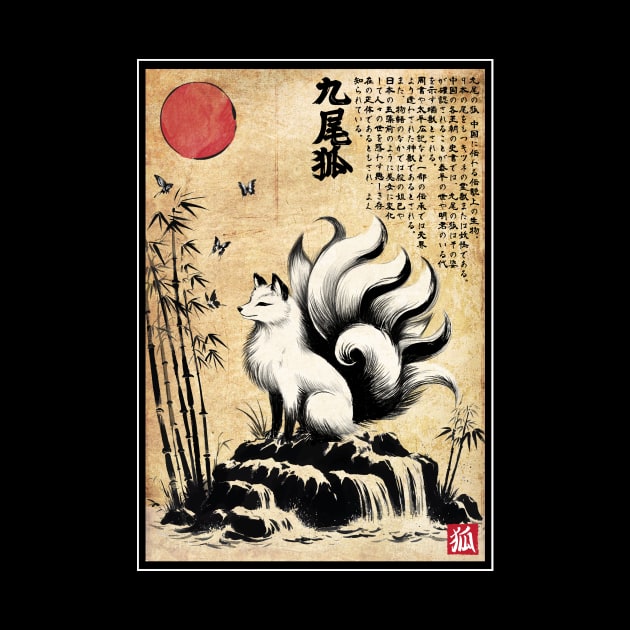 Kitsune woodblock by DrMonekers