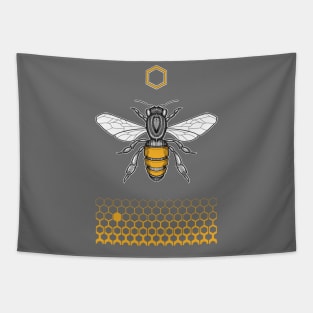 bee and hexagonal pattern Tapestry