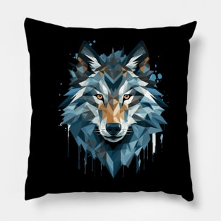 Geometric Wolf Portrait Pillow