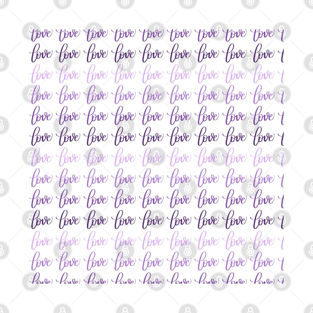 Love in Purple Gradient Pattern Modern Calligraphy Lettering by Kelly Gigi