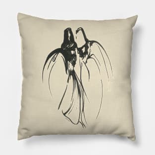 Dervish Whispers Minimalistic Line Drawing Pillow