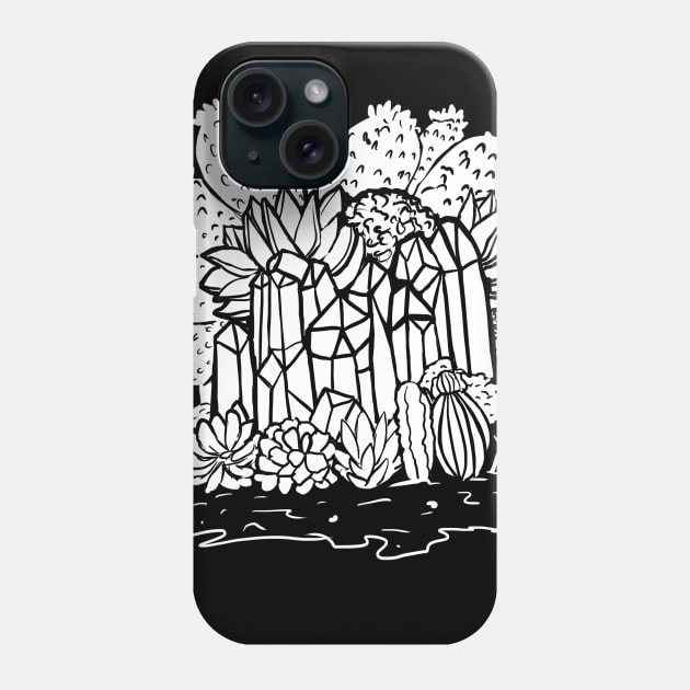 Witchy Cactus, Crystals, Succulents Hand Drawn Phone Case by LunaElizabeth